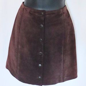90's Ann Taylor Brown Suede Mini Skirt